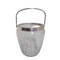 Stunning Crackled Glass Ice Bucket with a silver plated rim & handle
