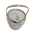 Stunning Crackled Glass Ice Bucket with a silver plated rim & handle