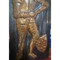 3D Embossed Copper MEDIEVAL KNIGHT Armor Fleur De Lis Large Wall Art