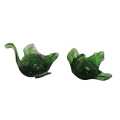Pair of Lovely Green Glass Ornament Swans