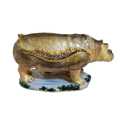 Hippo Animal Jeweled Trinket Box with Swarovski Crystals enameled with select semi-precious metals