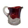 Ruby Stain Clear Creamer Diamond Grid Pointed Arch Smooth Rim