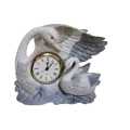 Vintage Porcelain Swan And Cygnet Figurine Clock