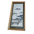 Set of 3 Oriental water colour paintings framed behind glass