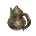 Heavy Turkish Antique etched brass teapot with beautiful floral and geometric patterns