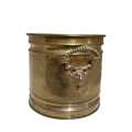 Vintage brass planters, decorated with lions heads