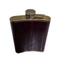Vintage Metal hip flask stainless steel with genuine leather cover