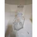 Stunning Vintage hexagonal curved glass whiskey decanter