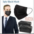 3 PLY BLACK DISPOSABLE FACE MASK (50)
