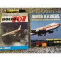 2 Books JUMBO JETLINERS Boeing 747 Mike Savage plus BOEING 707 Alan J Wright ( aviation aircraft )