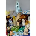 Collection of porcelain , pottery glass shoes