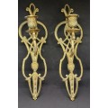 Two solid brass wall candle holders