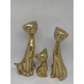 Three Solid Brass cats