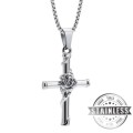 CROSS WITH ROSE NECKLACE - STAINLESS STEEL (DON`T FADE)