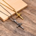 CROSS WITH ROSE NECKLACE - STAINLESS STEEL (DON`T FADE)