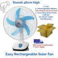 RECHARGEABLE SOLAR FAN 46CM WITH EXTERNAL 12V BATTERY & CLAMPS (LAST STOCK FOR 2023)