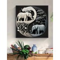 HD Definition Diamond Dot Painting - Elephants Yin Yang (40cm x 40cm)