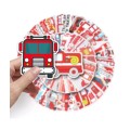 50pcs Fire Truck Cartoon Anime Stickers