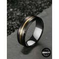 Black & Gold Wedding Band - Stainless Steel (Available in Size 10 & 11)
