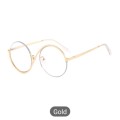 Anti Blue Light Eye Glasses - Asymmetrical Round Fashion Glasses (Gold Frame)