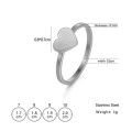 Stainless Steel Minimalist Heart Signate Ring (Sizes 7, 9 & 10)