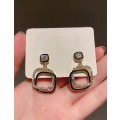 Rhinestone High Fashion Earrings (1 Pair) Silver Color