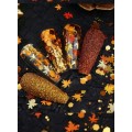 6 Pieces Golden/Maple Glitter Leaves Nail Art