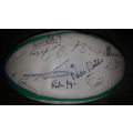 RUGBY 1995 WORLD CUP GILBERT RUGBY BALL SIGNED BY TEAM AND NELSON MANDELA WITH COA