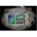 RUGBY WORLD CUP 2007 BALL SIGNED BY SPRINGBOKS AND NELSON MANDELA WITH COA