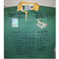 RUGBY WORLD CUP JERSEY 1995 SIGNED BY SPRINGBOKS AND NELSON MANDELA WITH COA