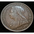 1895 Silver Shilling (1/-) Queen Victoria "Widow Head" Great Britain