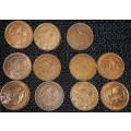 Quarter Penny (1/4d) George VI Union Job Lot x11 Coins