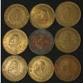 1961 One Cent South Africa First Decimal Series -  Lot of 9