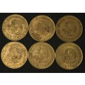 1964 One Cent South Africa First Decimal Series -  Lot of 6