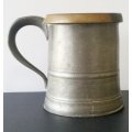 Edwardian Brass Rim Pewter Pint Tankard c1910 - 19th Century Pewter Beer Mug