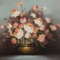 Floral Still Life: Bouquet of Roses displayed in Golden Bowl