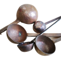 Set of 5 Middle Eastern hand crafted hammered copper ladles, early to mid 1900s