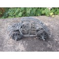 VINTAGE Sculpture Art Metal Wire Volkswagen Beetle Buggy Car (Small)