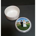 VINTAGE VILLEROY AND BOCH ORNAMENTAL PORCELAIN DISH WITH PAINTED LID. COLLECTOR'S ITEM!