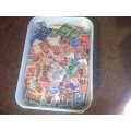 ICE CREAM TUB-FILLED WITH MANY THOUSANDS OF STAMPS-MANY OLDIES,INTERESTING LOT