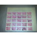 BSAC RHODESIA-50 X DOUBLE HEADS,1D RED-ON 2 CARDS-ALL PLATED IN POSITION-USED,VARIOUS POSTMARKS