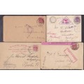 TRANSVAAL - 4 X BOER WAR PERIOD COVERS, CENSOR MARKINGS ETC - AVERAGE CONDITION!!!!!