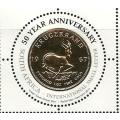 South Africa MNH "2017 50th Anniversary of KRUGER RAND " Gold plated Kruger Rand in M/Sheet superb