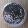 2011 Glacier National Park America the Beautiful 5 Ounce Silver coin Uncirculated