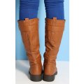 Ladies` Lace Up Knee High Boots