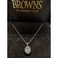 Morganite and diamond pendant in rose gold with chain from Browns.