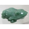 Hand Carved and Polished Green Jade Frog