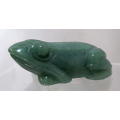 Hand Carved and Polished Green Jade Frog