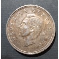 1949 SILVER FIVE SHILLING COIN OF SOUTH AFRICA