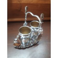 Vintage Plated Egg Coddler On Tray With Spoons